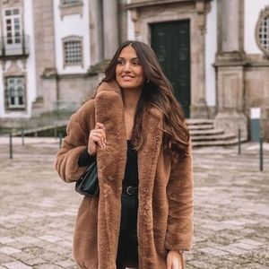 Zara Brown Faux Fur Coat 1255/754